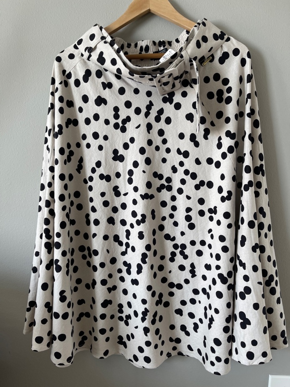 NWT Tahari Polka Dot A-Line Midi Skirt Nude Black with belt
